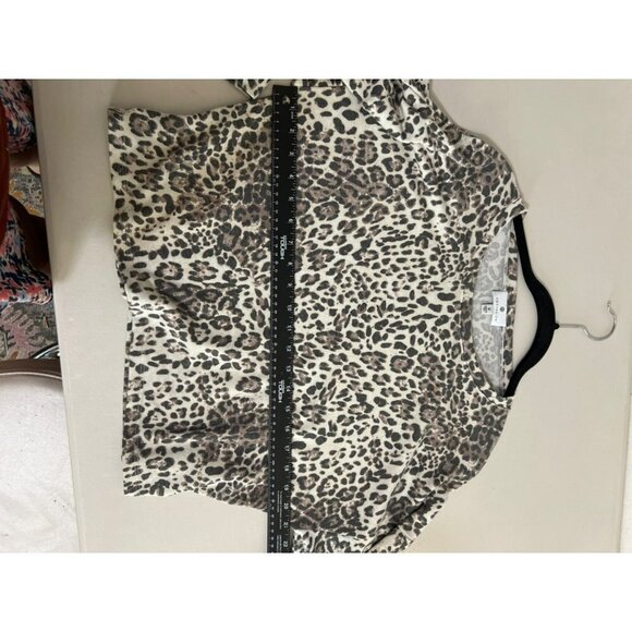 Socialite Leopard Print Long Sleeve Crop Top Oversize Sz M poly rayon spandex - Picture 7 of 7
